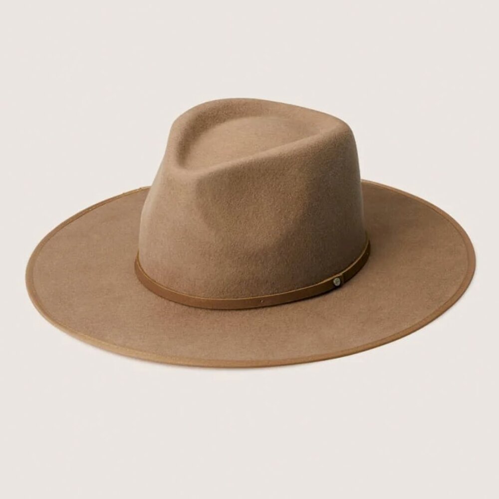 Will + Bear Andy Oak Wide Brim Felt Fedora (Brown, Size Large) — Like New
